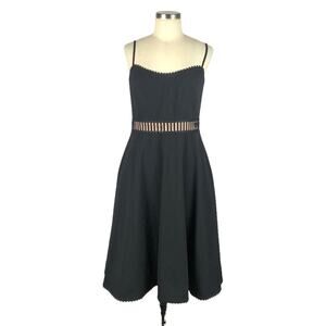 DRESS THE POPULATION Harlow Sleeveless Fit & Flare Midi Dress Size Medium Black